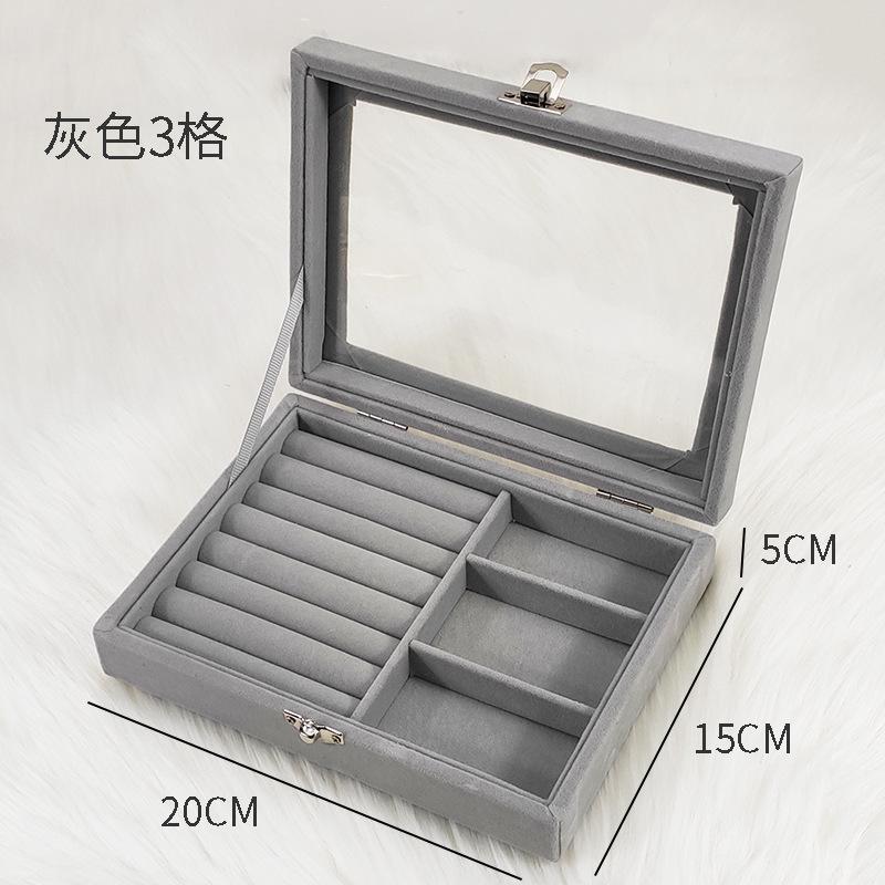 Velvet jewelry box with pearl; storage box; display box; nine-grid storage box; transparent
