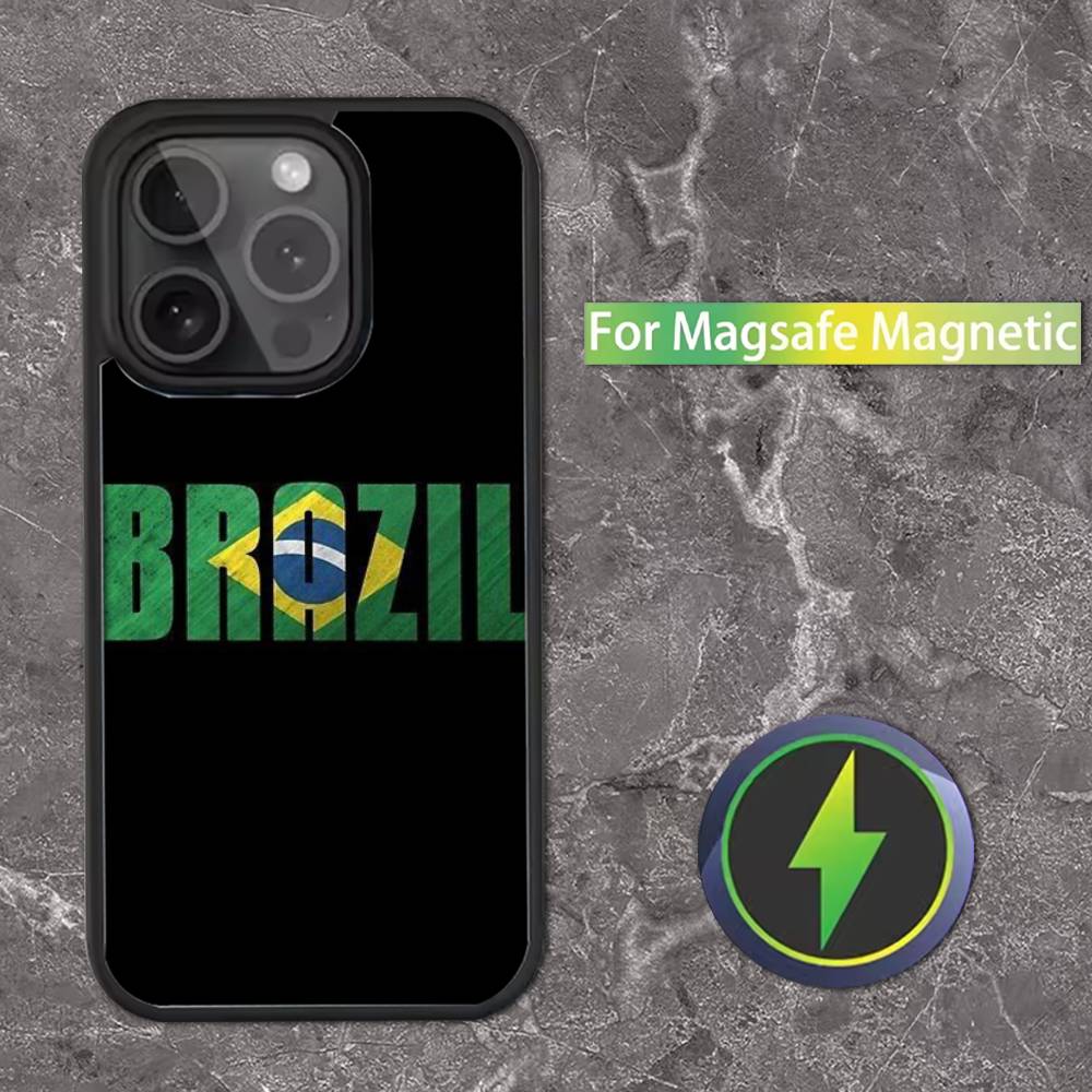 Brazil Brazilian Flag Phone Case For iPhone 16,15,14,13,12,11,Pro,Max,Plus,Mini,SE Magsafe Magnetic Wireless Charging