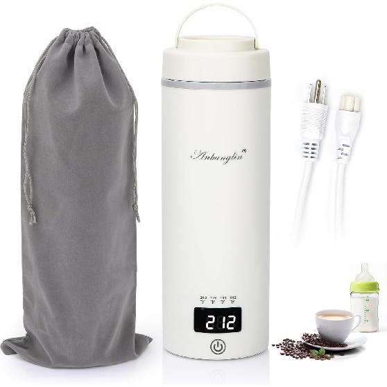 Travel Electric Kettle,Portable Bottle Warmer for Travel,Plugged In to Boil(Non-Rechargeable)17 Oz Milk Warmer,4 Temperature Control & Auto