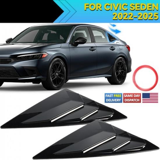 For Honda Civic -2025 Seden Gloss 2pcs Side Window Black Louver Vent Scoop