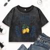 Amalfi Coast Lemon Italy Printing Washed T-Shirt Women Summer Cotton Streetwear Fashion Slim Clothes Hip Hop T Shirt