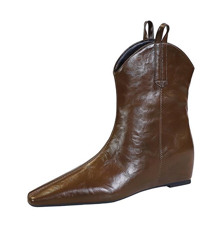 TRAF Woman Black Suede Vintage Boots Fashion Square Head Shallow Mouth Female Boots 2024 Winter Keep Warm Ladies Wedges Shoes