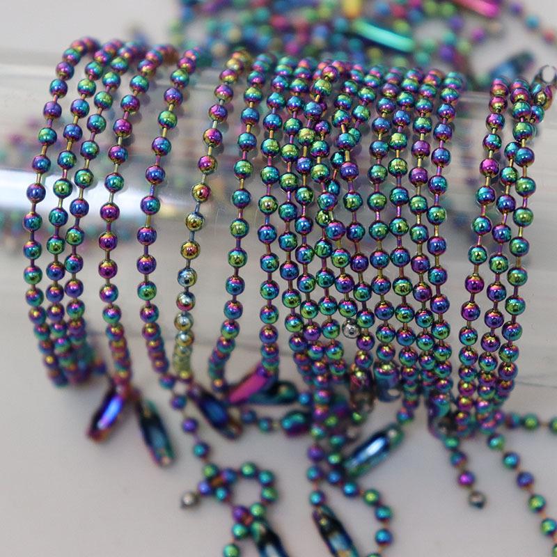 Colorful Iridescent Glass Bead Chain for Plush Toys and DIY Jewelry Accessories