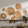 Natural Raffia Woven Bohemian Wall Decoration Round Wall Accents Handmade Scandinavian Hanging Decoration Boho Home Decor