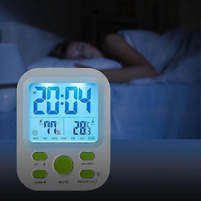 Digital Alarm Clock With Snooze And Sleep Timer, 12/24 Hour, Backlit Display, Automatic Humidity And Temperature Adjustment.