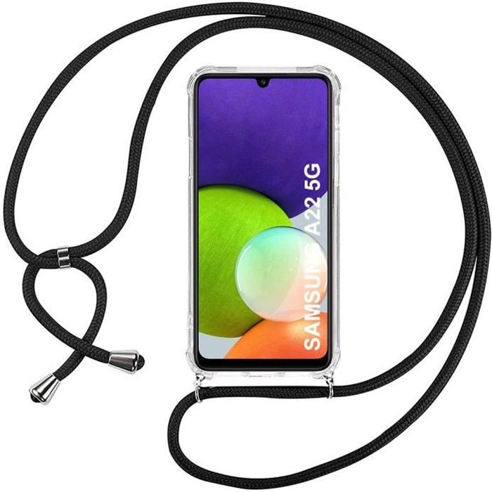 Coque pour Samsung A22 5G - PROSHOP - Protection Renforcée - Souple - Transparent-Noir - AntiChoc