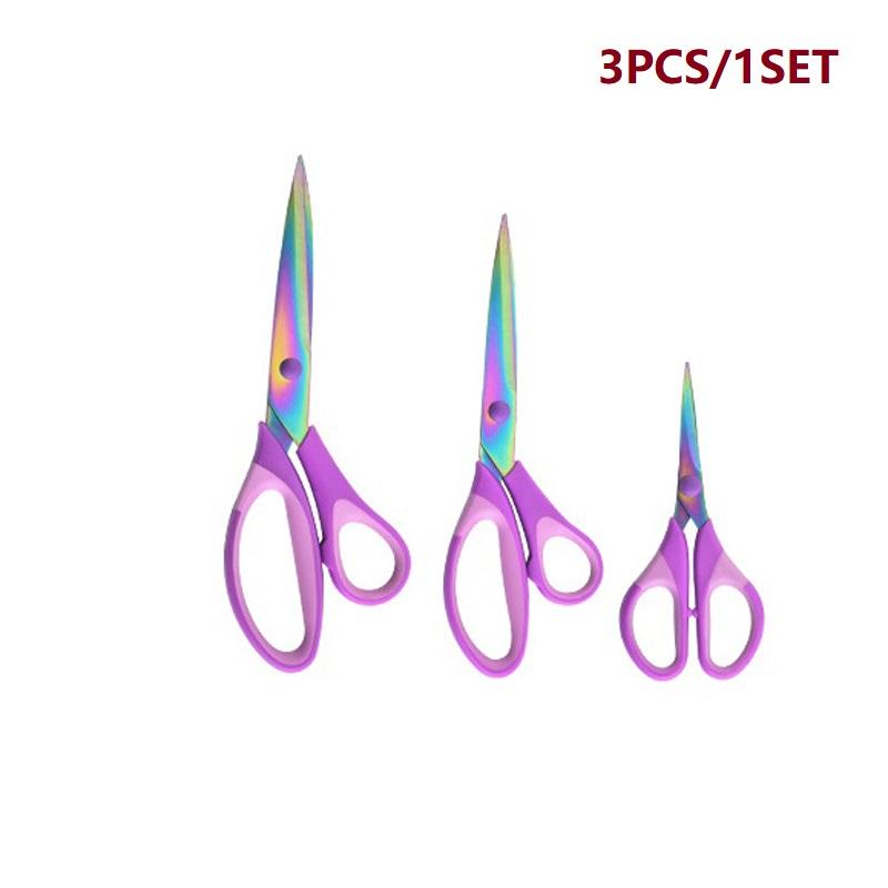 3PCS Colorful Titanium Office Tailor Scissors Colorful Titanium Plated Hand Cutting Household Sewing Scissor Set