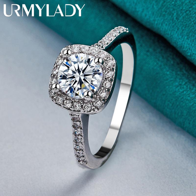 925 Sterling Silver Square AAAAA Zircon Charm 7 8 9 10 Ring For Women Fashion Jewellery