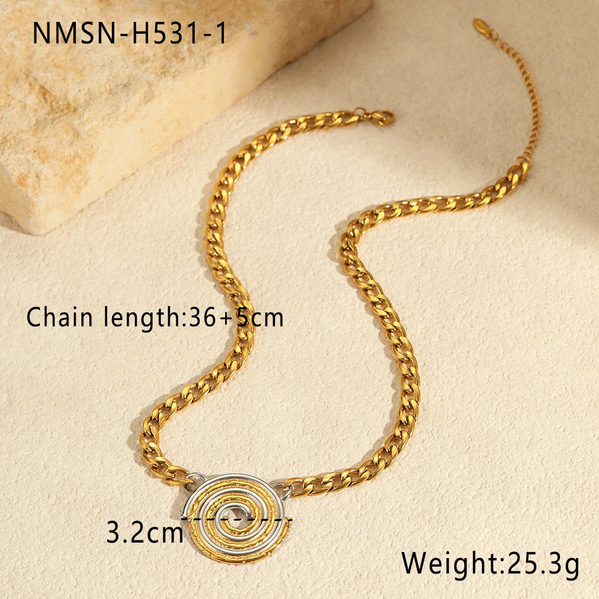 GEMCHIC Women s Two-Tone Gold Silver Spiral Pendant Necklace Stainless Steel Chain Fashion Statement Jewelry 18K