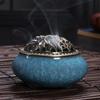 New Ceramic Incense Burner Copper Cover Ice Crack Incense Plate Antique Alloy Sandalwood Stove Home Decoration