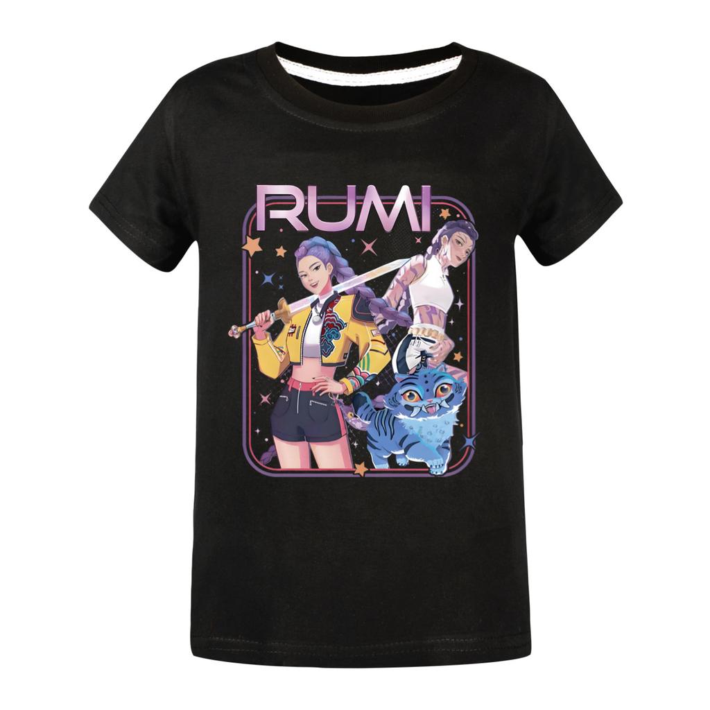 Movie Huntrix Kpop Demon Hunters T-Shirt Boys Girls Summer Crew Neck Short Sleeve Tees Fashion Kids T-shirt