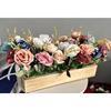 Wooden Pot with Multi-Design Dry Artificial Flowers, Perfect Home Office Gift, Elegant Décor (Multi Long)