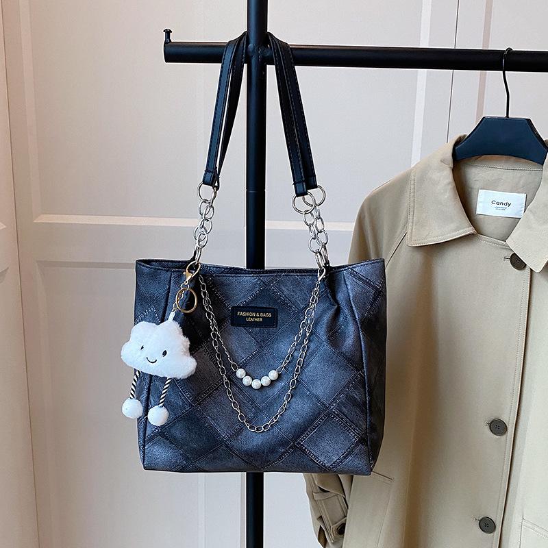 Casual Simple Plaid Women Shoulder Bags Vintage Ladies Large Capacity Tote Bag Thread Design Versatile Ladies Underarm Handbags