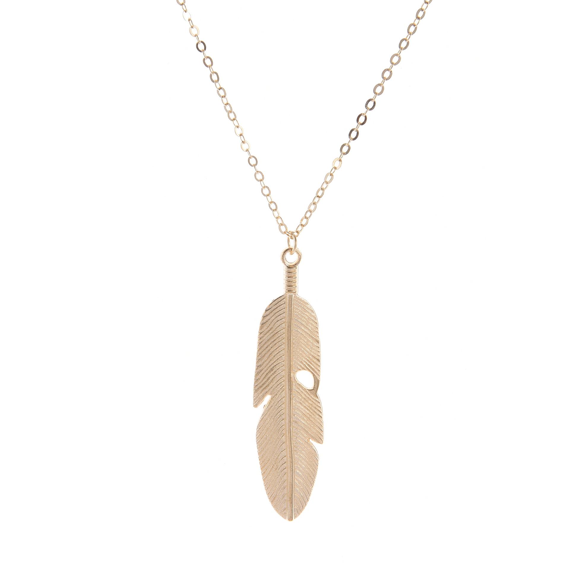 Golden Feather Pendant Bohemian Vintage Feather Pendant Necklace Adjustable Long Sweater Accessory Golden Silver Colors Fashion