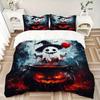 3pcs Halloween Ghost Printed Duvet Cover Set (1 * Cover+2 * Pillowcase, Without Core), Suitable for Home Bedroom, Guest Room, Dormitory Decoratio