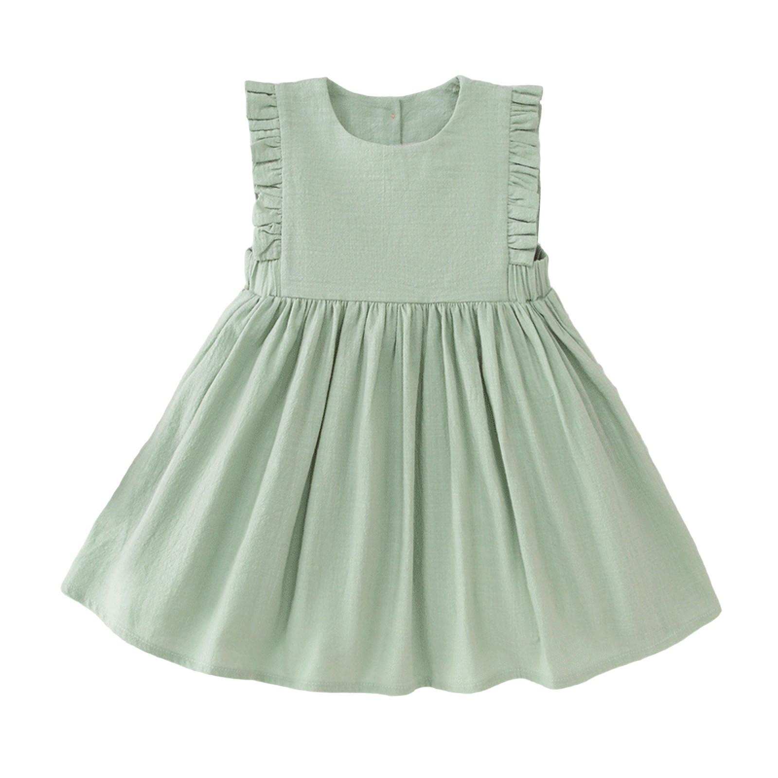 

Летнее платье для девочек, однотонная симпатичная юбка для детей 90