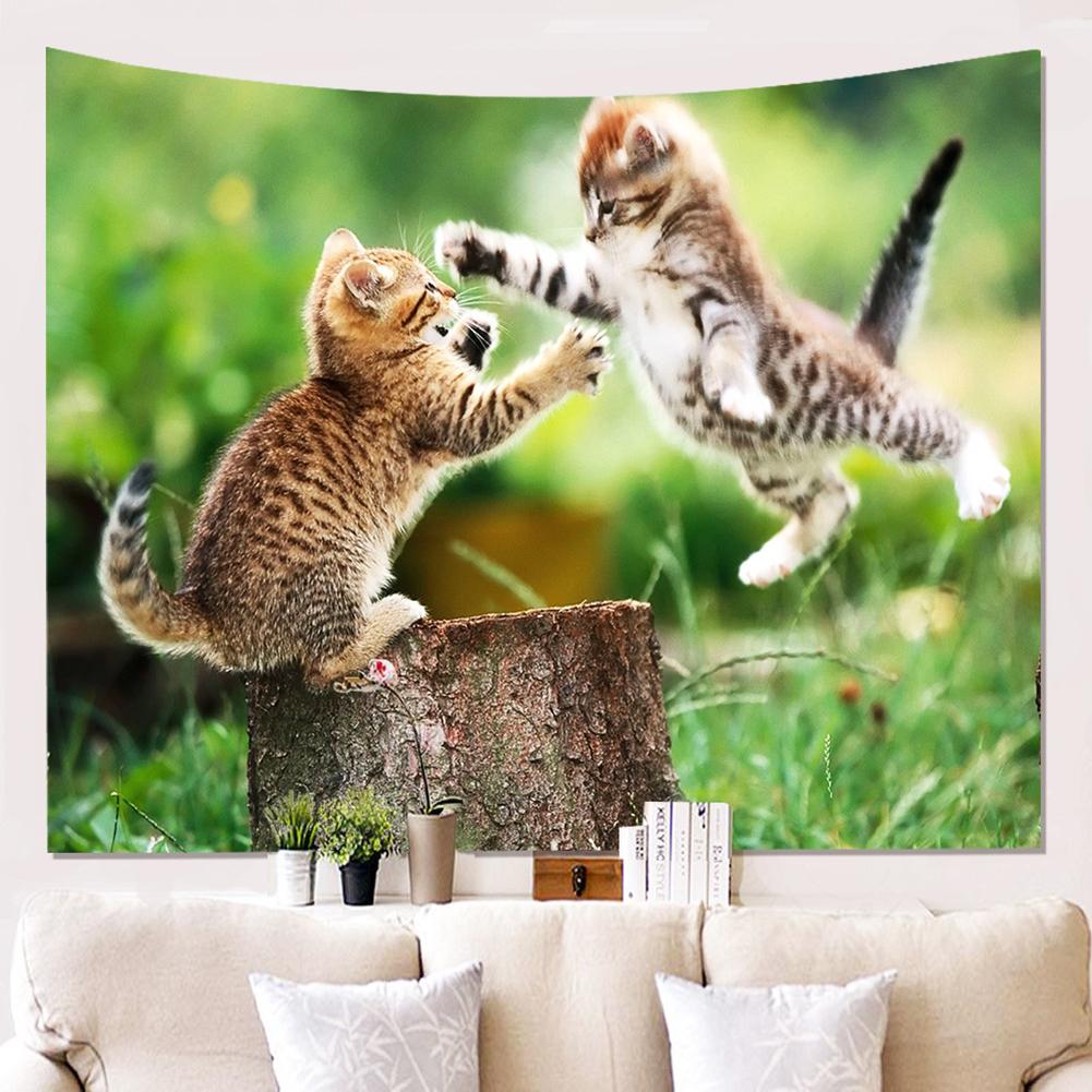 Cute Cat Pattern Tapestry Decoration Background Hanging Cloth Bright Colorful Painting Wall Blanket Picnic Blankets Tablecloths