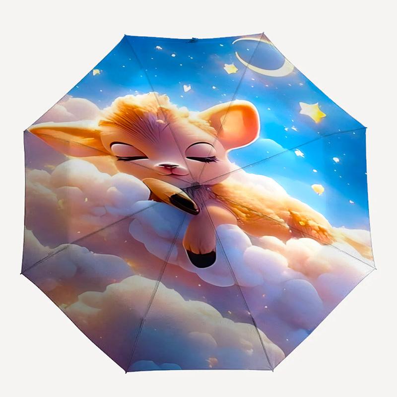 

1pc clouds stars umbrella automatic open/close, 8-Rib Durable Frame, Compact Folding Design, Ideal Birthday/Holiday Gift 1154A
