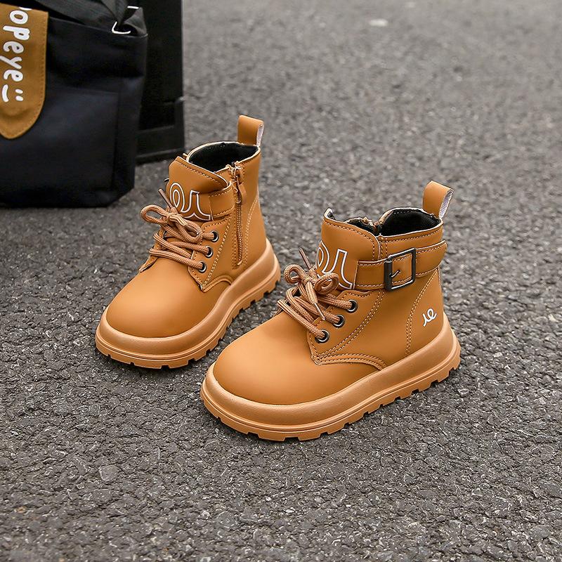 

Детские универсальные ботинки Мартин в британском стиле 2025 лето новые для девочек одинарные кожаные ботинки для мальчиков нескользящие модные ботинки 21