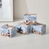 Yousheng Coastal Wooden Trinket Box Handcrafted Nautical Jewelry Box with Starfish Shells Rustic Decorative Storage Box for Beach Home Decor