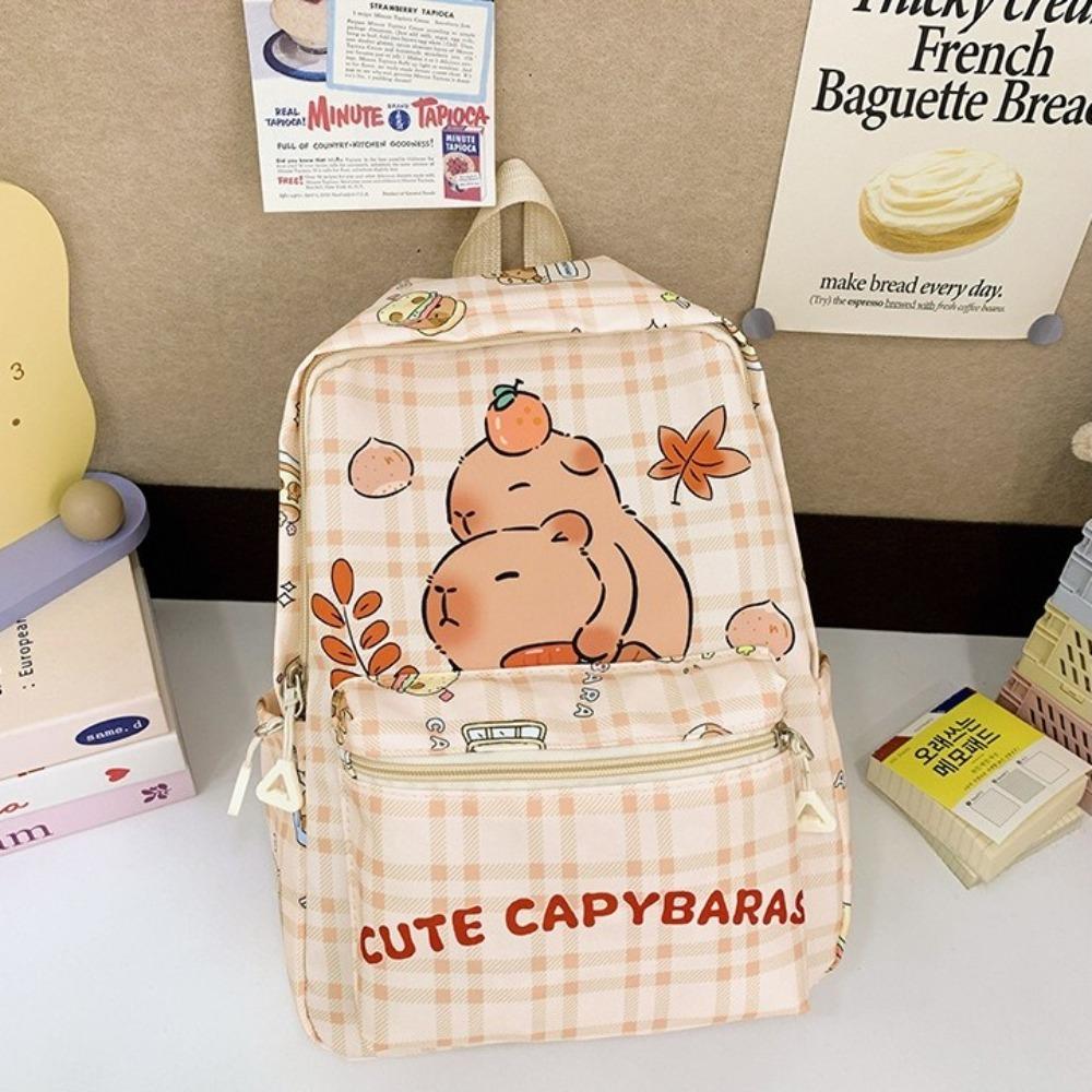 Thickened Capybara Backpack Nylon Children School Bag Cartoon Animal Daypack Unisex