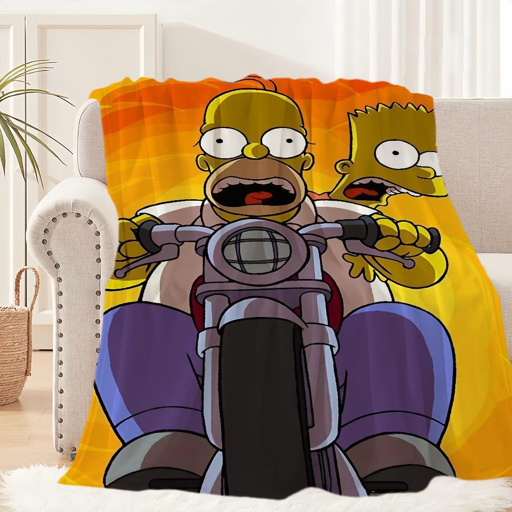 Funny Cartoon T-The S-Simpsonss Blanket Blanket for Couch Sofa Travel Home Hiking Picni Bed Beding Flannel Blanket Birthday Gift