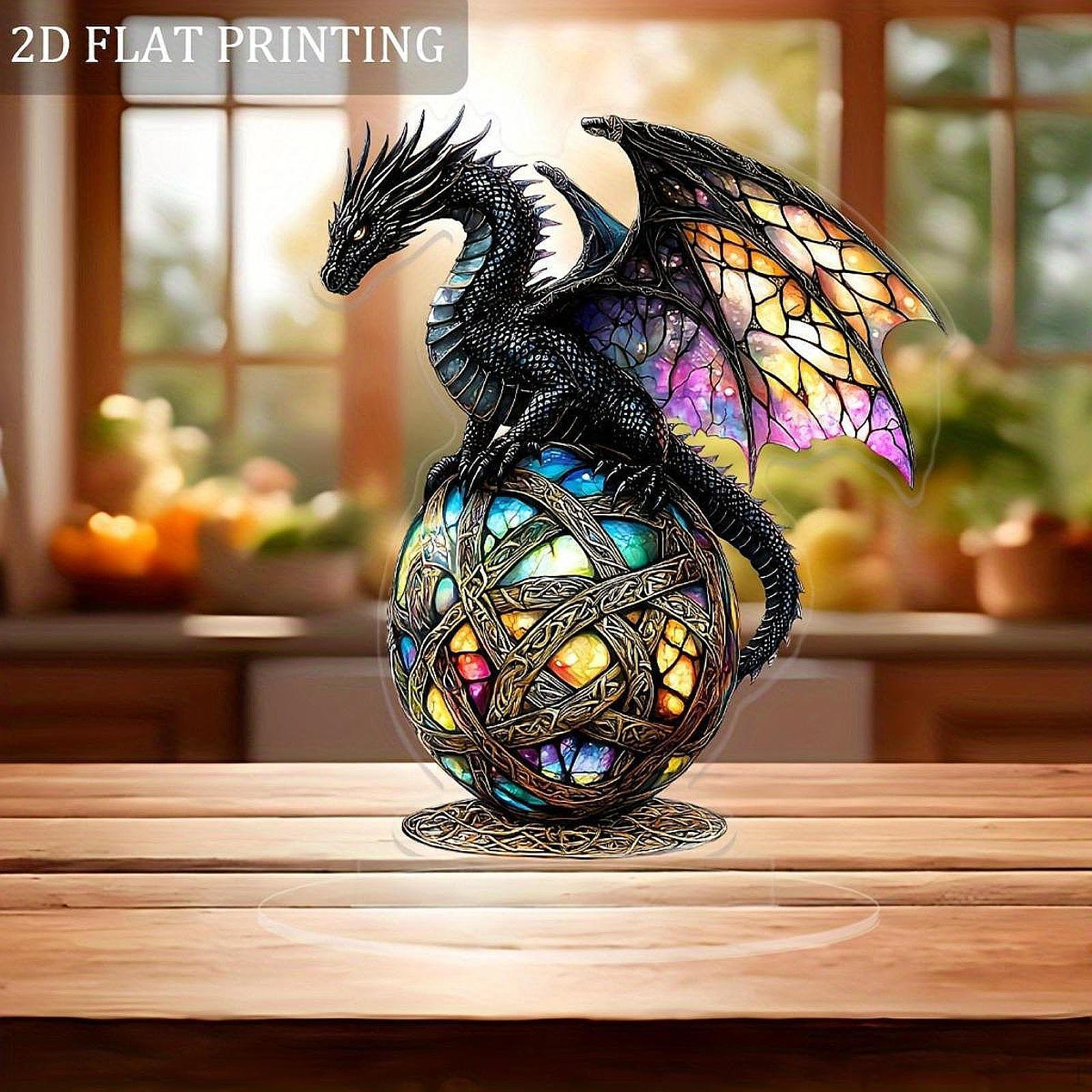 

2D плоский дракон акриловая табличка настольное украшение с подставкой настольное украшение декоративная табличка для