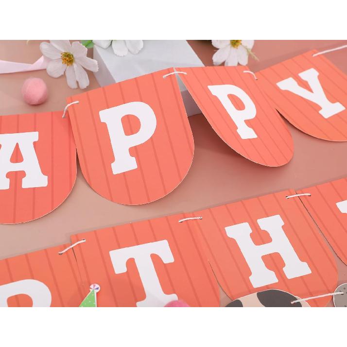 Farm Happy Birthday Banner - Kids Farmyard Birthday Party Decorations, Farm Animals Party Supplies, Happy Birthday Banner with Tractor, Farm Theme