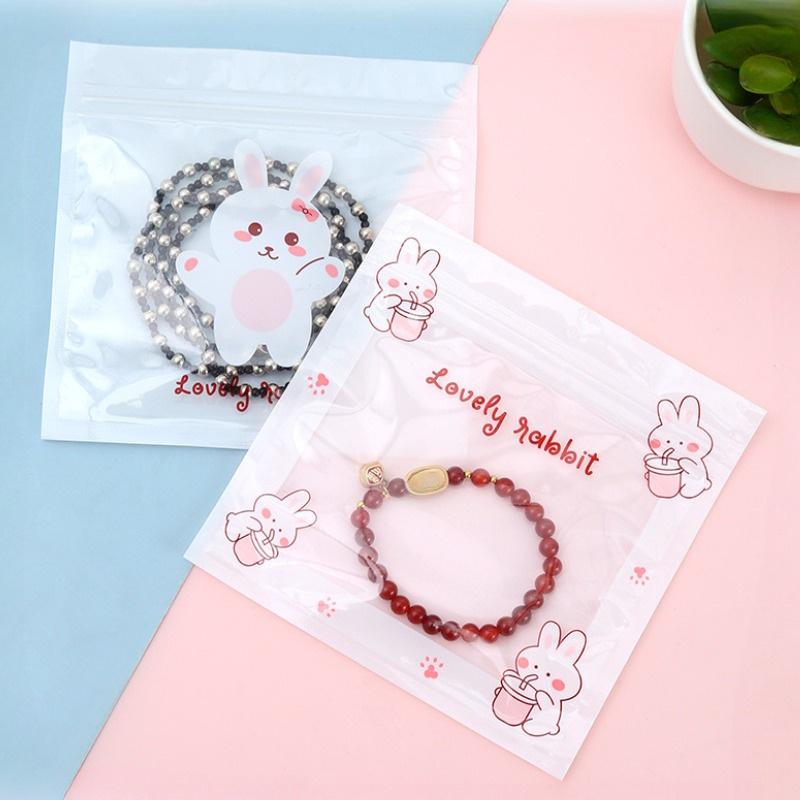 12pcs Cute Cartoon Self Sealing Bag, Travel Storage Bag, Jewelry Bag, Printed Sealed Bag, Earring Packaging Bag, storage bag