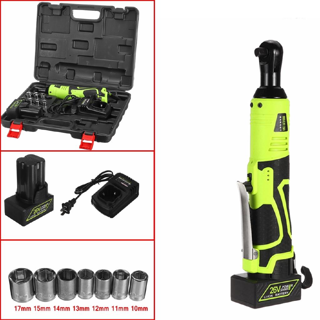 26V 160NM Torque 3/8 Cordless Electric Ratchet Wrench Tool Set Impact Wrench Power Tool Rechargeable Battery Scaffolding