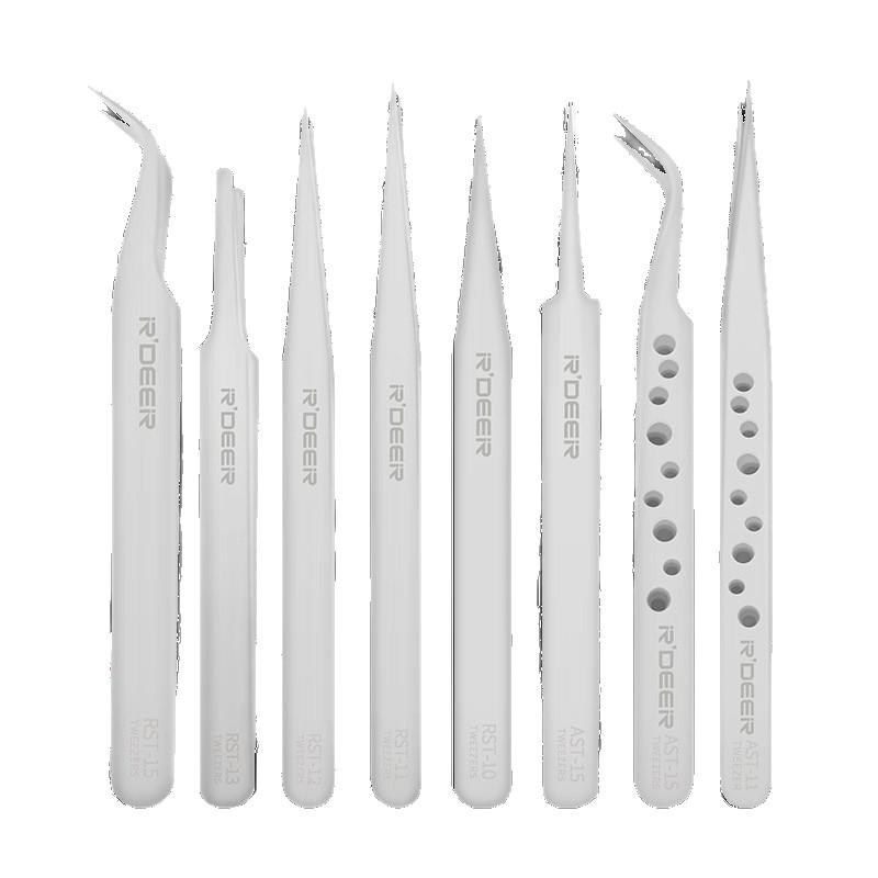 Feilu Tools Precision Tweezers Set - Stainless Steel, Bent Tip, Thickened, Hardened for Fine Work