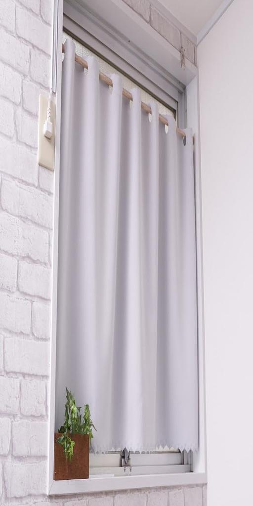 Shop Cafe Curtains for Small Flame Light Grade 1 Heat 45cm Wide x 110cm Long [Cloth Nunoya] Windows, Retardant, Blocking, Insulation, Gray-White, [1