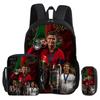 Ronaldo Kinder Lernertaschen CR Fußballstar Alltagsrucksack mit USB-Schnittstelle Tragetasche für Schüler Rucksack Fußball Sportrucksack Jugendgeschenk