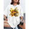 S Plus Size T-Shirt Original Design Fashion Flower Bees Pattern Printed 's Casual Soft Round Neck Short Sleeved Tops
