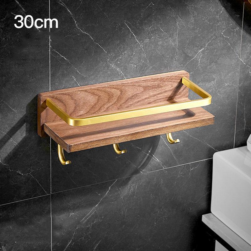 Solid Wood Bathroom Shelving Wall Hanging Toothbrush Teeth Cup Holder Cosmetics Storage Rack Towel Holder Paper Towel Holder