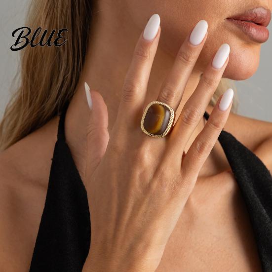 Vintage Style Ring/Earrings Women Ring/Earrings with Large Square Stone Retro
