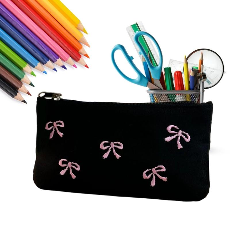 Fashionable Ballet Embroidery Pencil Bag, Multilayered Organizers Portable for Students and Professional Daily Use