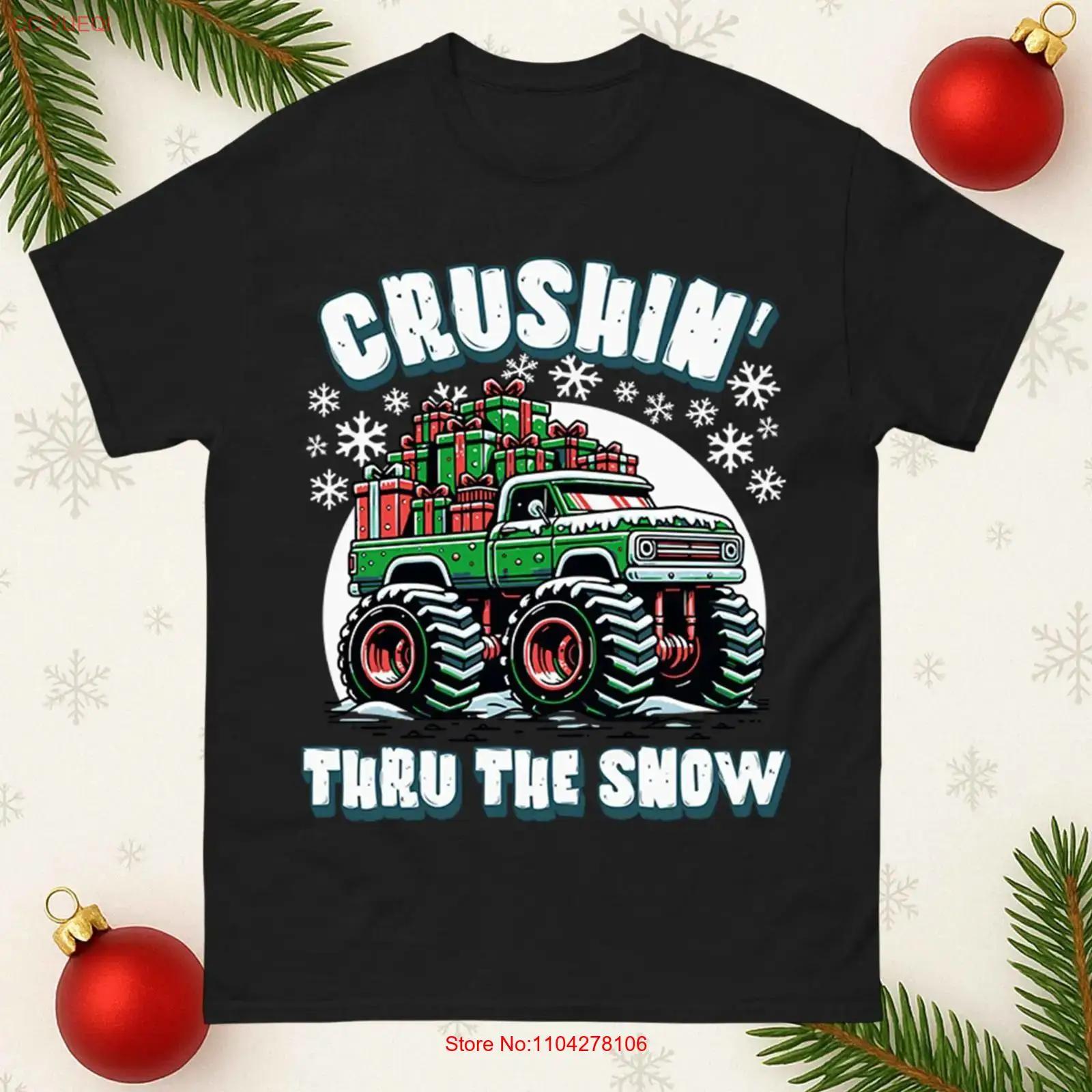 

Crushin Thru The Snow Christmas Monster Truck T Shirt Funny Holiday vintage Washed graphic Stylish Unisex Soft 5XL різнокольоровий