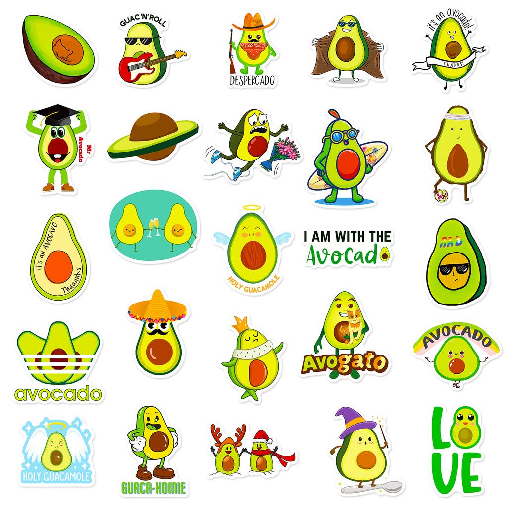 50 Avocado Stickers New Internet Celebrity Cartoon Cute Fruit Avocado Avocado Creative Car Stickers