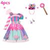 Children's Candy Dress Candy Princess Cosplay Costume Purim Carnival Party Fancy Dress Dress with Candy Hat Suit Prom Costume