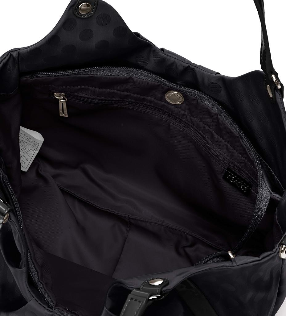 Dot Pattern Jacquard Enamel Accent Tote Black [Isaac] 2-Way Y42-08-24SC Women's