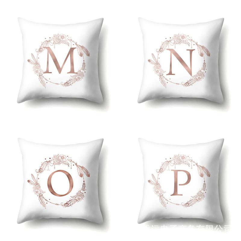 Polyester Pillow Case Home Ins Style Decorative Print Pillow Case 26 English Letter Cushion Cover