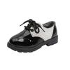Boys Black British Round Toe Leather Shoes Student Wedding Pageant Performance Dress Shoes