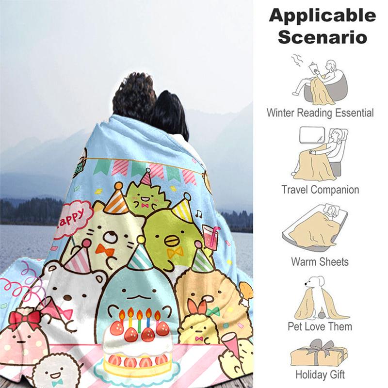 1pc Blanket Sumikko Gurashi1 Print Design, Lightweight Blanket for Sofa, Bed- Soft &Warm, Gift for All Seasons like Christmas, Halloween