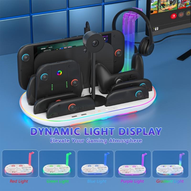 Charging Dock with Card Storage ABS Material Functional for Secure Charging and Organized Gaming