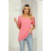 Summer Women's T-Shirt Solid Color Square Neck Wrinkled Bubble Sleeve Short Sleeve Top