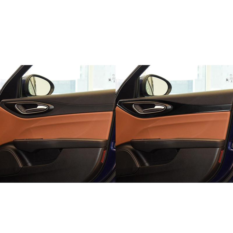 Carbon Fiber Car Accessories Door Panel Decorative Modified Interior Trim Cover Soft Sticker For Alfa Romeo Giulia 2017-