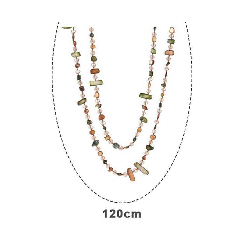 Vintage Bohemian Multicolored Shell Beaded Double-Layer Necklace Trendy Vacation Stacking Long Necklace Jewelry