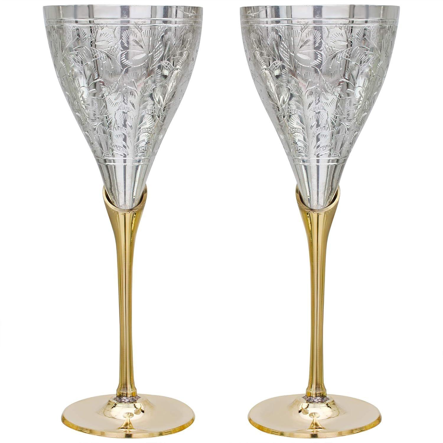 

Набор из 2 кованых медных с никелевой подкладкой креманок/ бокалов-флейт/ бокалов для вина в подарочной коробке серебряный