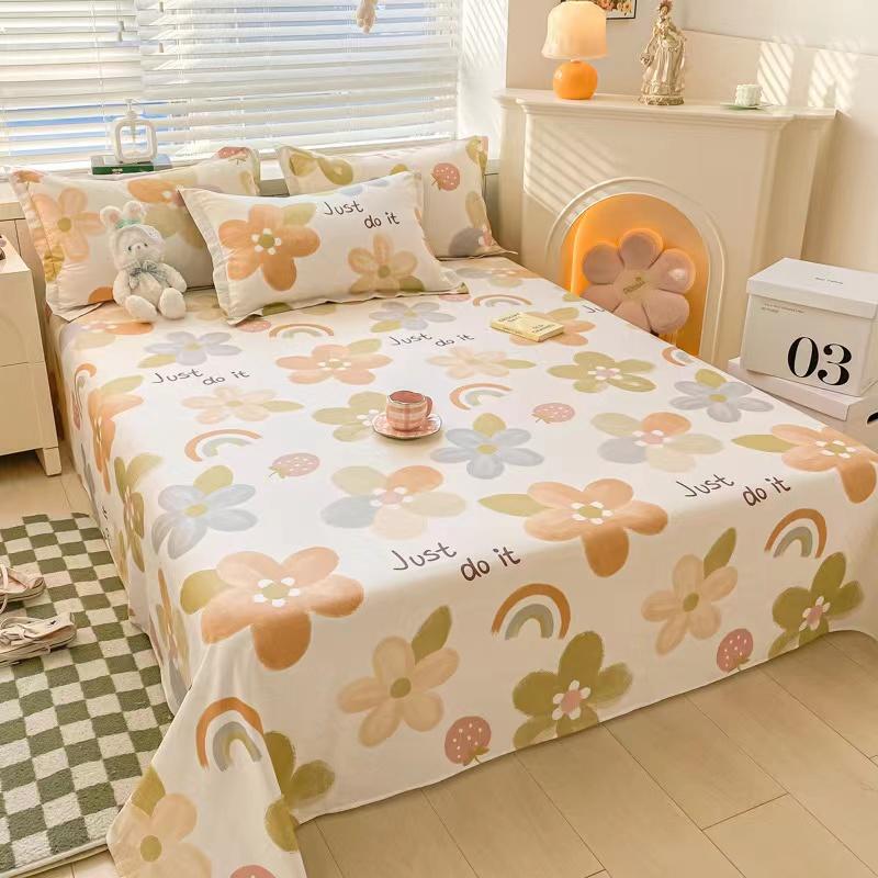 1 Bettlaken + 2 Kissenbezüge, Bettdecke aus 100 % Baumwolle, King-Size-Bett, Queen-Size-Bett, weiches Bettlaken aus reiner Baumwolle, 250 x 270 cm